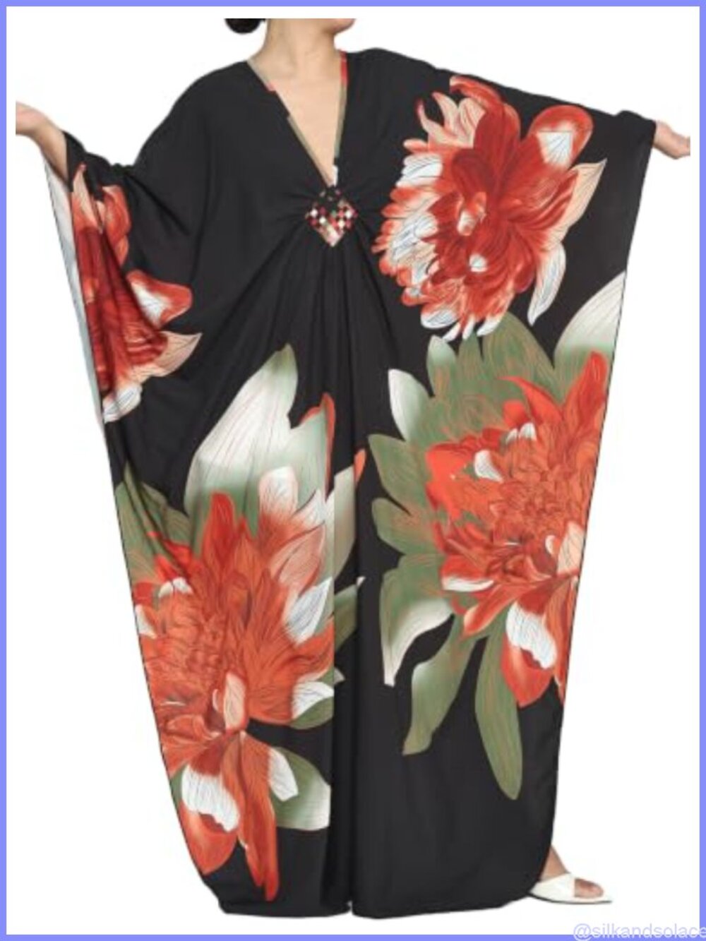 Plus Size Kaftan Dress V-Neck Batwing Sleeve Boho Swimsuit Cover Up